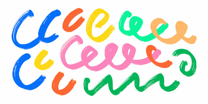 Colorful brushstroke letters vibrant and playful vector illustration