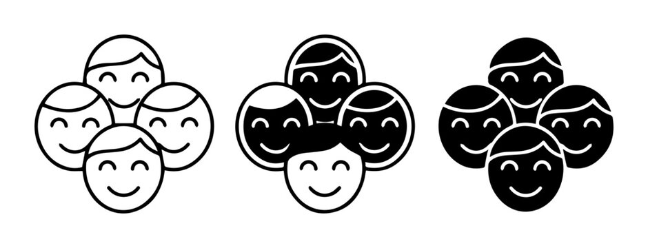 Group of People Icons, Diverse Faces, Teamwork Symbols, Community Graphics