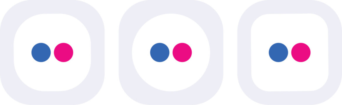Flickr social media logo app icon set with blue and pink dots isolated on white background