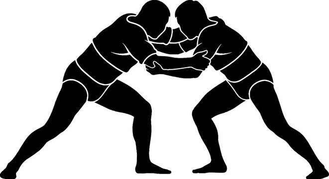 Two wrestlers locked in a competitive match stance.