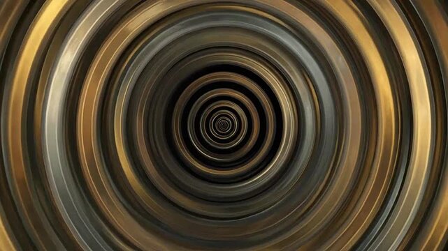 Abstract golden and bronze concentric circles forming a deep metallic tunnel