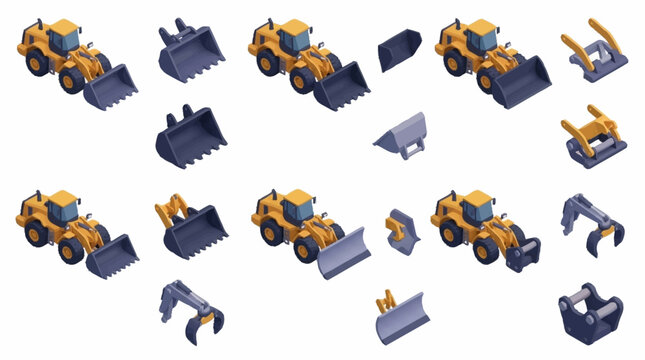 Collection of yellow construction vehicles and equipment.