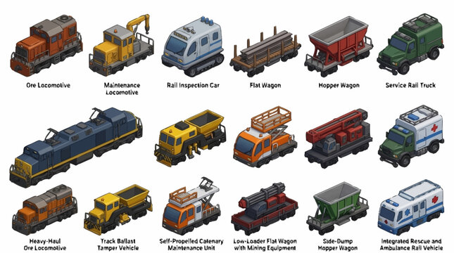 Colorful Collection of Toy Trains and Vehicles.
