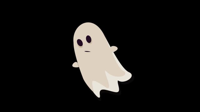 Cute cartoon ghost floating on a green screen background