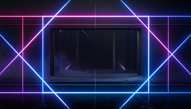 Geometric neon light tunnel
