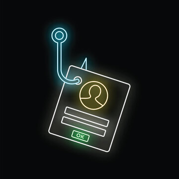 Phishing hook pulling a user login form, representing cyber crime and identity theft