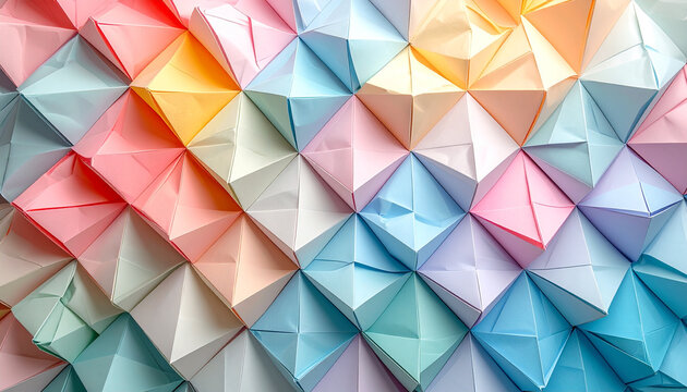 Geometric colorful paper origami pattern