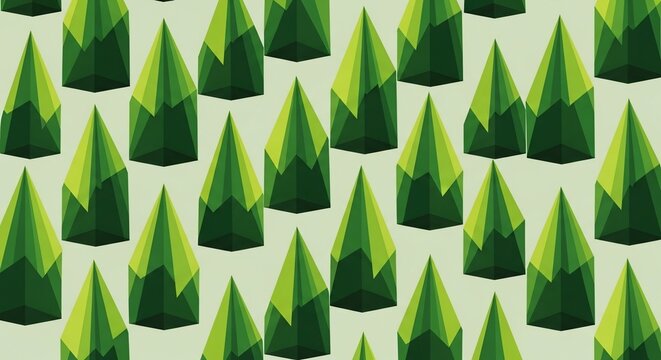 Geometric green forest pattern
