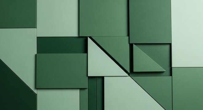 Geometric green shapes abstract background
