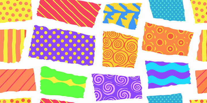 Colorful patterned rectangles on a white background vector illustration