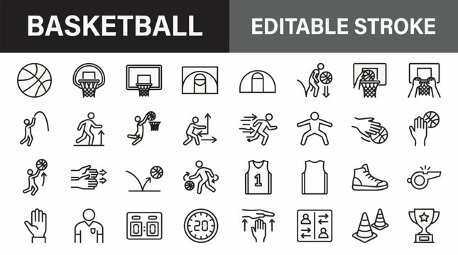 Human resources editable stroke icon set, career management, employee onboarding, business team.