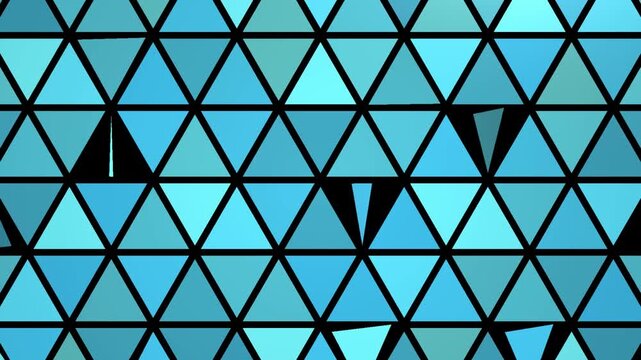 Abstract blue triangle pattern animation with spinning geometric tiles