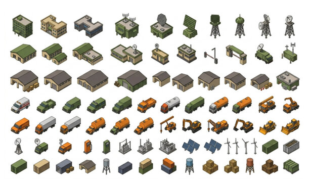 Military Infrastructure and Logistics Vehicle Vector Collection