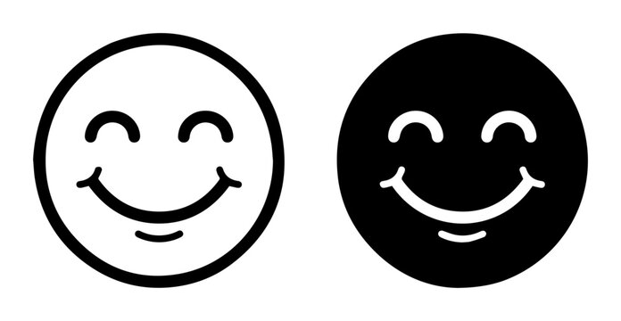 Happy Face Icons, Simple Smile Emoticons, Joyful Expression Symbols, Vector Art