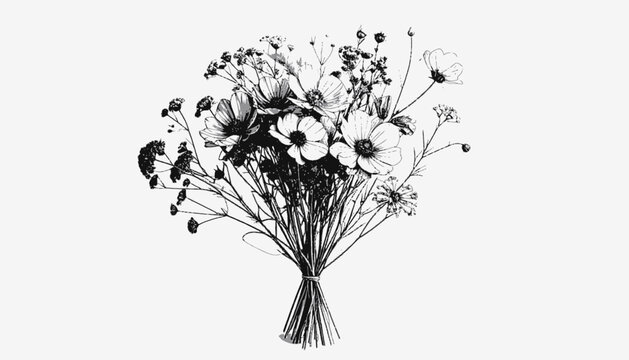 Bouquet of flowers in vase.