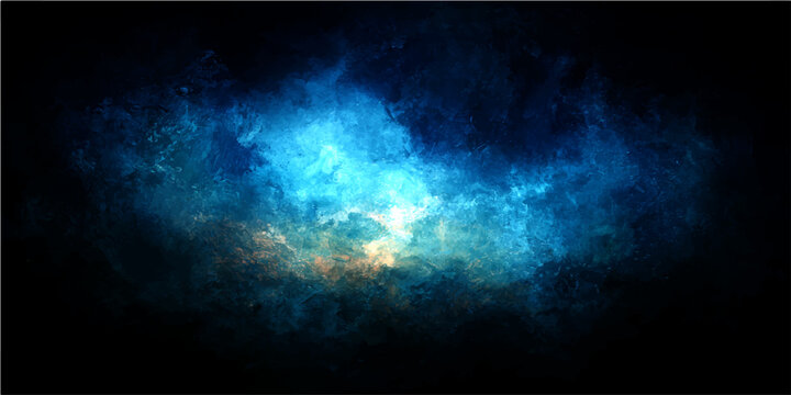 Abstract glowing blue nebula in deep space with ethereal light and cosmic dust creating a vibrant celestial phenomenon and artistic representation of outer space with a dark background.