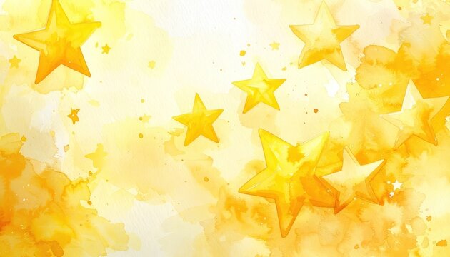 A watercolor background filled with sparkling yellow stars and splashes of paint.
