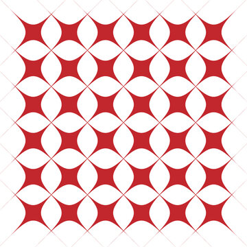 Modern geometric seamless pattern with red four point star motifs