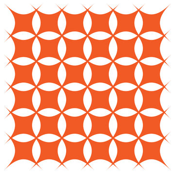Bright orange geometric seamless pattern with abstract rounded diamond shapes