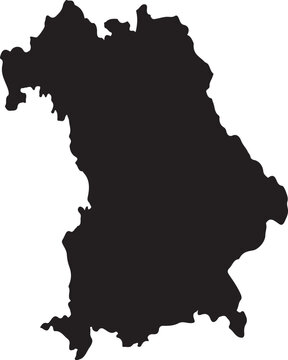 Black silhouette map of Bavaria Germany simple vector graphic for travel and information isolated on white background
