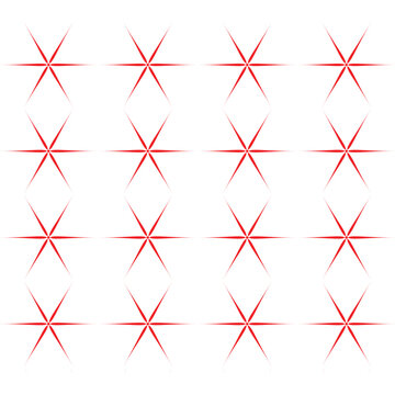 Minimalist seamless pattern with delicate red star shapes on white backdrop