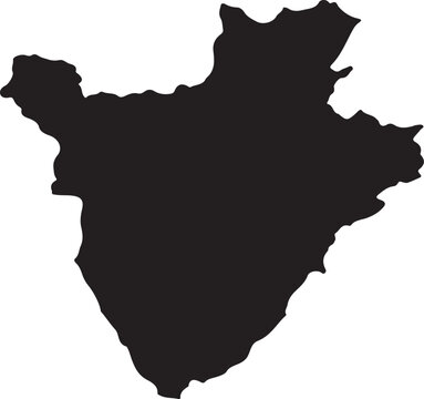 Black silhouette map of Burundi a simple vector graphic for travel and geography concepts isolated on a white background