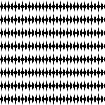 High contrast black and white geometric seamless pattern with diamond tile texture