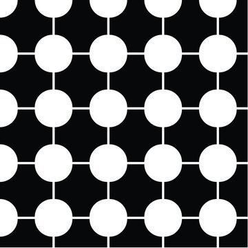 Minimalist black and white geometric seamless pattern with circular dot grid