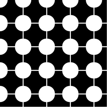 Minimalist black and white geometric seamless pattern with circular dot grid