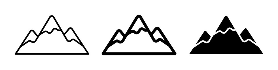 Mountain range icons, outline and silhouette, for nature and adventure themes © Designhouse