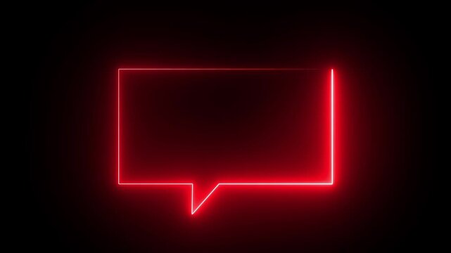 red color neon incoming message icon animation on black background