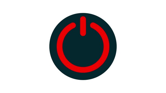 red color power icon animation on black circle