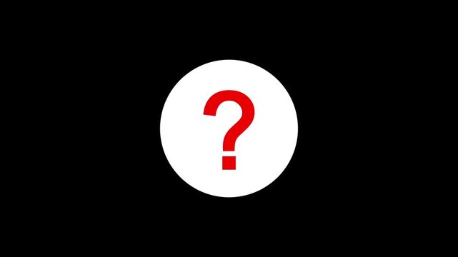 red color Question marks icon and Questioning problem concept animation on black background