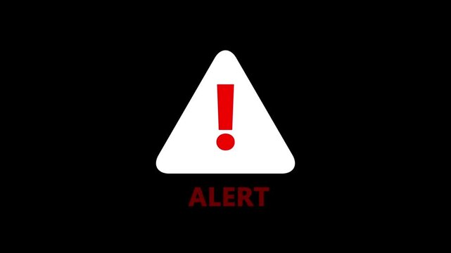 red warning icon animation. abstract alert icon animation with black background