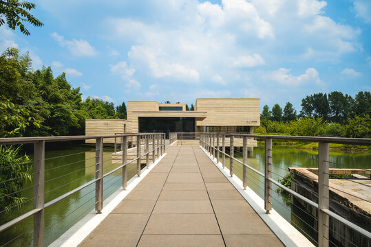 August 1, 2018: Muxin Art Museum, dedicated to celebrating and showcasing the lifelong work of the artist, writer, and poet Mu Xin, is located in the historic scenic water town, Wuzhen in China
