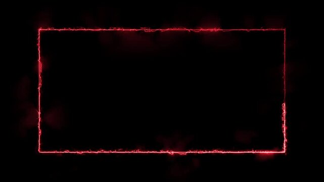 red color neon rectangle grame loop animation on black background