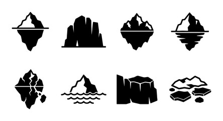 Iceberg Silhouettes PNG Various Shapes, Arctic Cold Water Formations © Pnghub10