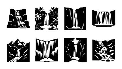 Waterfall Collection PNG Multiple Designs, natural water cascades © Pnghub10
