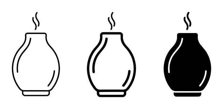 Aroma Diffuser PNG Set, Modern Home Fragrance Device, Black White Outline