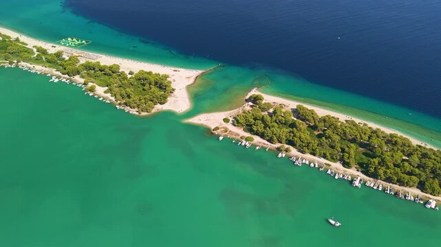 Aerial View of Glarokavos Lagoon Canal, Chalkidiki, Greece