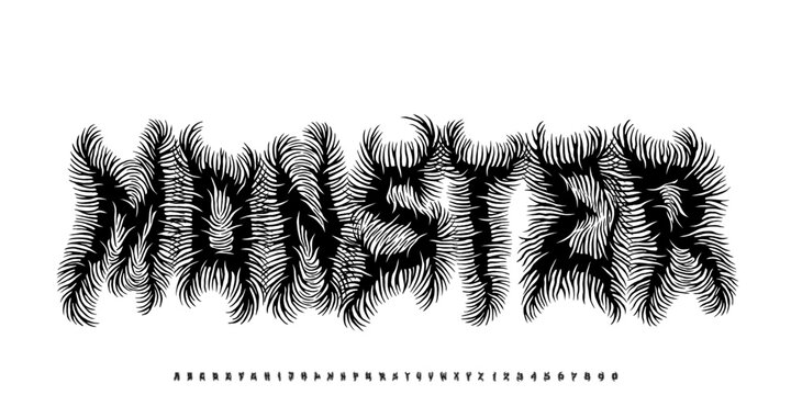 Y2k Dark Rock Lettering tattoo vector type font. Grunge style type font with Gothic Punk Rock and Dead Rock. Scary tattoo font concept. Rock n Roll style lettering. Vector Illustration	