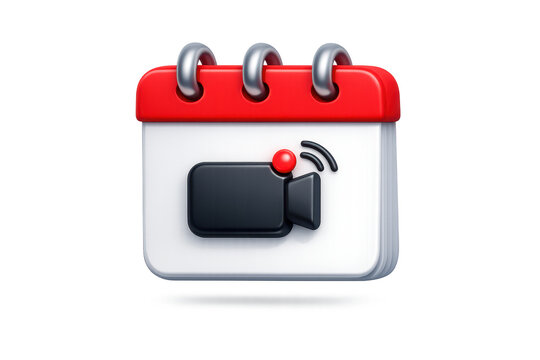 Calendar icon with video recording camera symbol