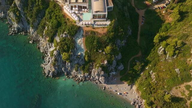 Aerial View of Thermal Spa Agia Paraskevi and Wild Beach, Loutra, Greece