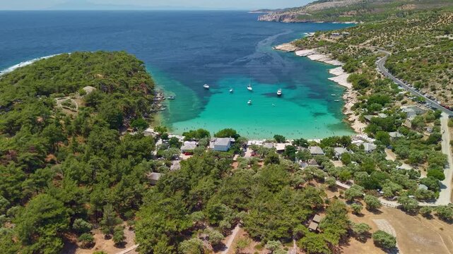 Aerial View of Alyki Beach, Thasos, Greece