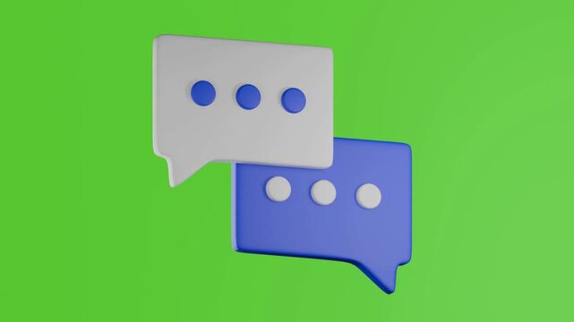 3D Cute Green Chat Bubble Icon with Pink Notification Badge for Messaging App Concept