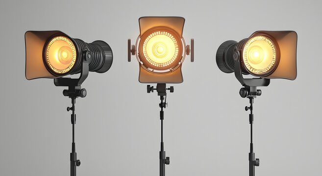 Minimal studio lamp equipment with powerful beam and diffuser picture