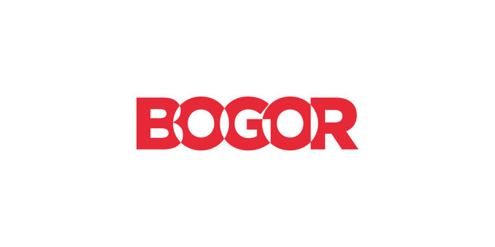 Bogor in the Indonesia emblem. The design features a geometric style, vector illustration with bold typography in a modern font. The graphic slogan lettering.