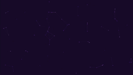 Fototapeta premium Dark abstract background with purple interconnected nodes and lines.
