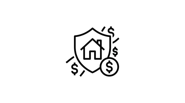 Home Insurance Shield with Dollar Signs and Coin Icon