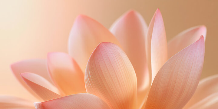 Soft macro pink lotus flower petals with warm glowing light and ethereal background